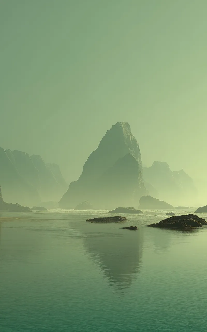 Misty Sea Stacks at Low Tide (Mobile) wallpaper