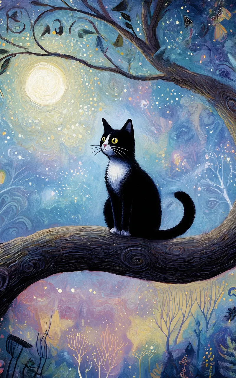 Close Up Kitty Cat Sitting In A Big Tree (Mobile) wallpaper